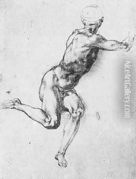 Battle Of Cascina Study For A Figure Oil Painting - Michelangelo Buonarroti