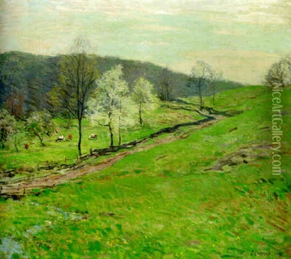 Green Pastures Oil Painting - Willard Leroy Metcalf