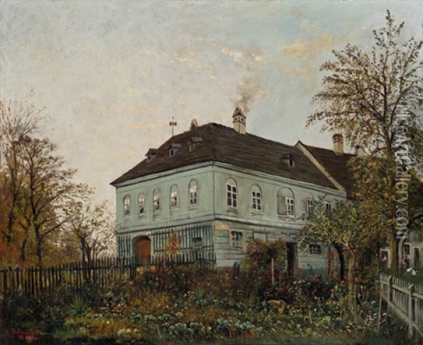 Wohnhaus Mit Garten Aus Der Umgebung Von St. Polten Oil Painting - Theodor von Hoermann