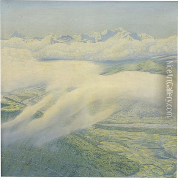 Nuages En Montagnes Oil Painting - Alexandre Perrier