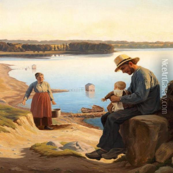 A Fisherman'sfamily Oil Painting - Wenzel Ulrik Tornoe