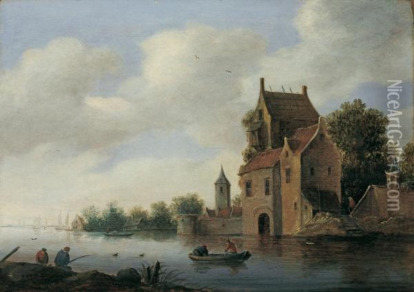 Flusslandschaft Oil Painting - Pieter de Neyn