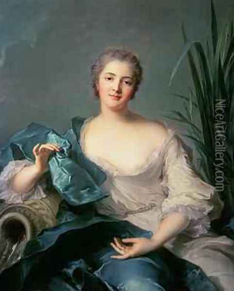 Madame MarieHenriette Berthelot de Pleneuf Oil Painting - Jean-Marc Nattier