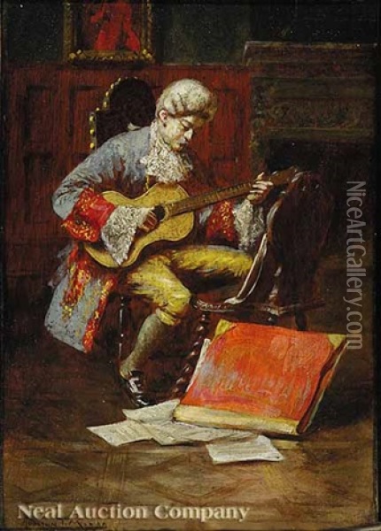 The Marquis And His Guitar Oil Painting - Addison Thomas Millar