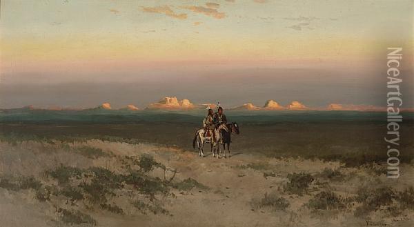 Two Indians In The Utah Desert Oil Painting - Frederick Ferdinand Schafer