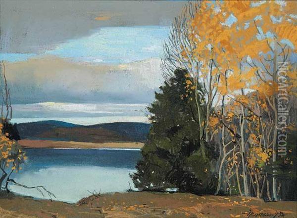 Untitled - A Still Autumn Day Oil Painting - Frank Charles Hennessey