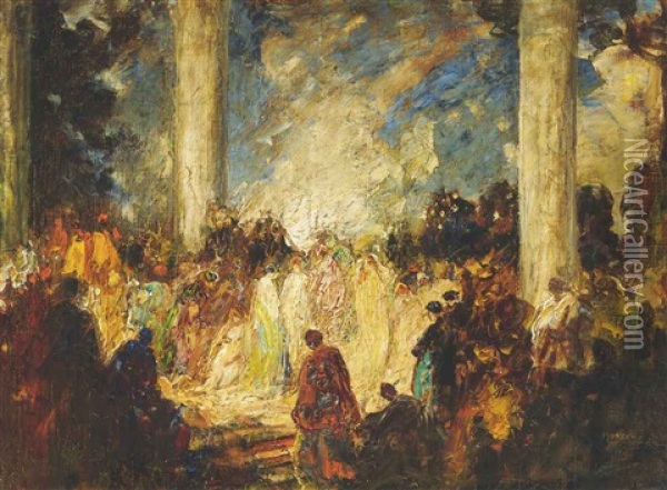 The Slave Market Oil Painting - Thomas Edwin Mostyn