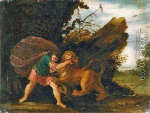 Samson Et Le Lion Oil Painting - Jacques Blanchard