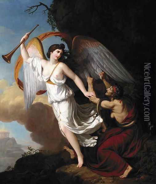 Envy Plucking the Wings of Fame 1806 Oil Painting - Francois Guillaume Menageot