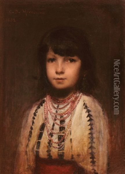 Portrait Of A Little Girl Oil Painting - George Demetrescu Mirea