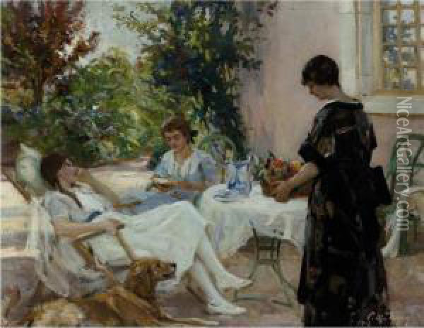 Teatime Oil Painting - Paul Michel Dupuy