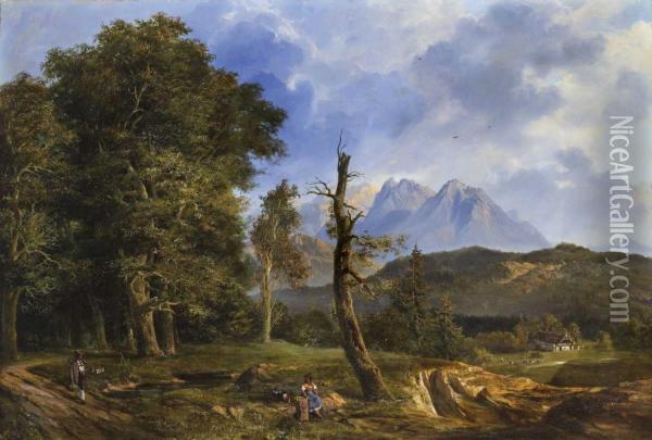 Bayerischeberglandschaft Oil Painting - Ludwig Franz Karl Bohnstedt