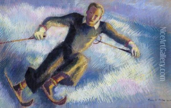 Le Skieur Oil Painting - Pierre De Belay