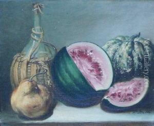 Stilleben Mit Melone Oil Painting - Pietro Isella