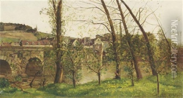 Le Pont De Mantes Oil Painting - Hippolyte Camille Delpy