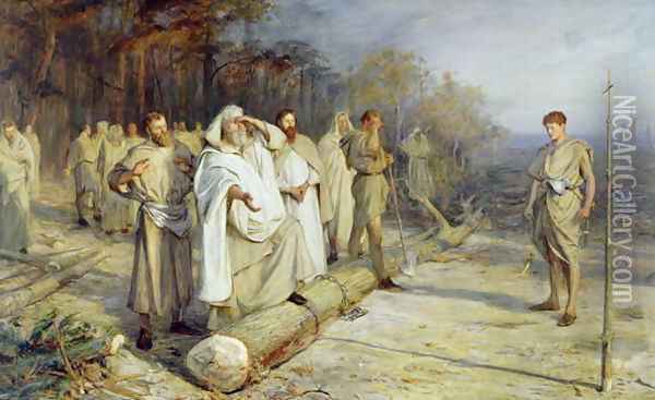 Fixing the Site of an Early Christian Altar, 1884 Oil Painting - John Pettie