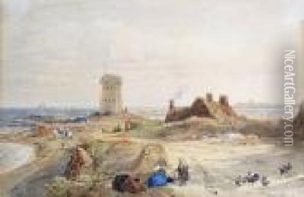 Martello Tower At Mon La Roque, Jersey Oil Painting - Edward Duncan