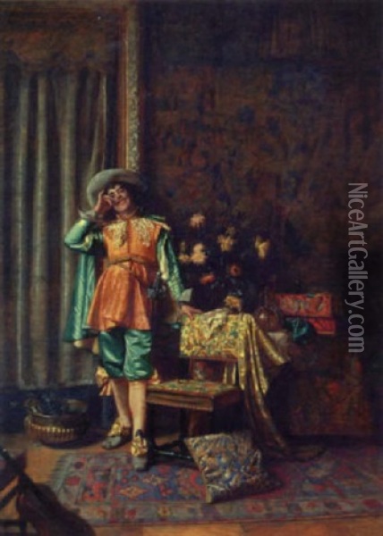 A Dashing Gentleman Oil Painting - Jules Desgoffe