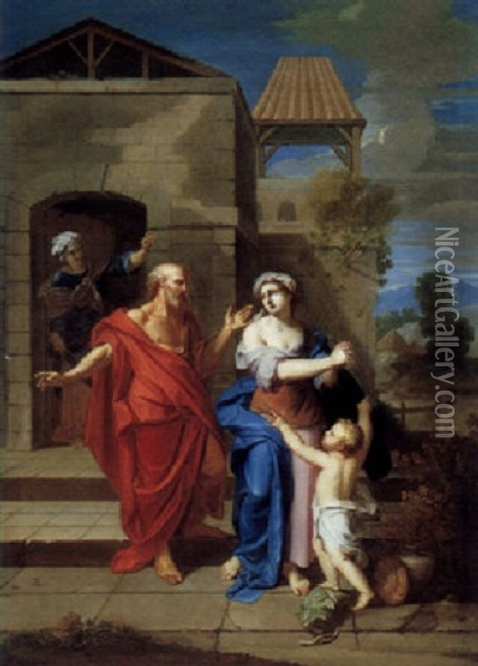 Hagar And Ishmael Oil Painting - Charles Le Brun