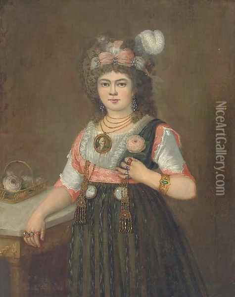 Portrait of a lady, three quarter-length, with her right hand on a table Oil Painting - Francisco De Goya y Lucientes
