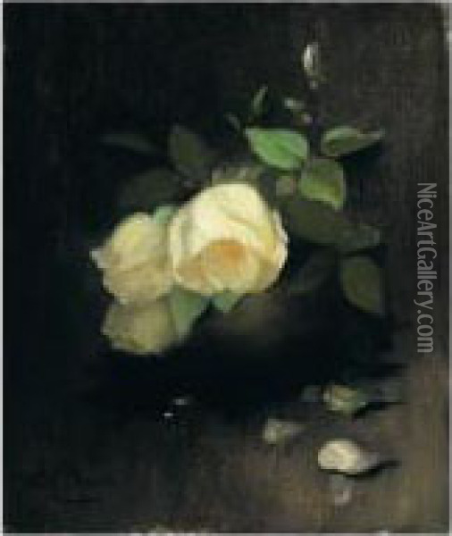 White Roses Oil Painting - Louise Ellen Perman