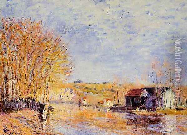 High Waters at Moret-sur-Loing Oil Painting - Alfred Sisley