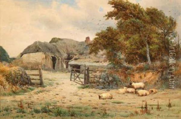 Sheep Grazing Oil Painting - Reginald Aspinwall