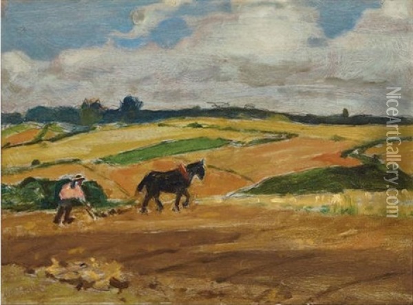 Ploughing, Brittany Oil Painting - James Wilson Morrice