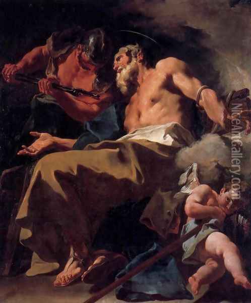 The Torture of St Thomas Oil Painting - Giovanni Battista Pittoni the younger
