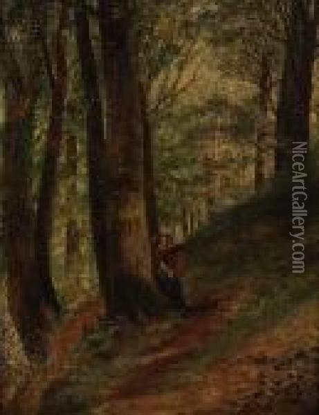 Yew Trees, Haddon Oil Painting - Thomas Creswick