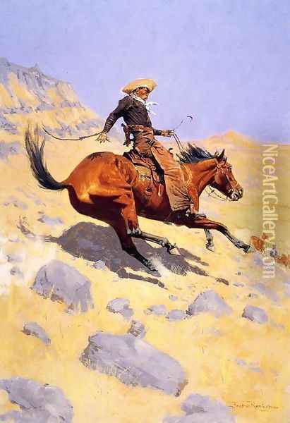 The Cowboy Oil Painting - Frederic Remington
