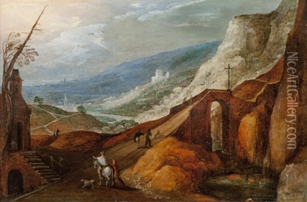 Cavalier Dans Un Paysage Montagneux Oil Painting - Joos de Momper the Younger