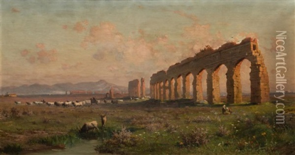 Ruins On The Campagna Oil Painting - Henryk Cieszkowski