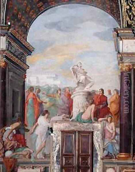 Lorenzo de Medici surrounded by artists Oil Painting - Giovanni Giovanni da San (Mannozzi)