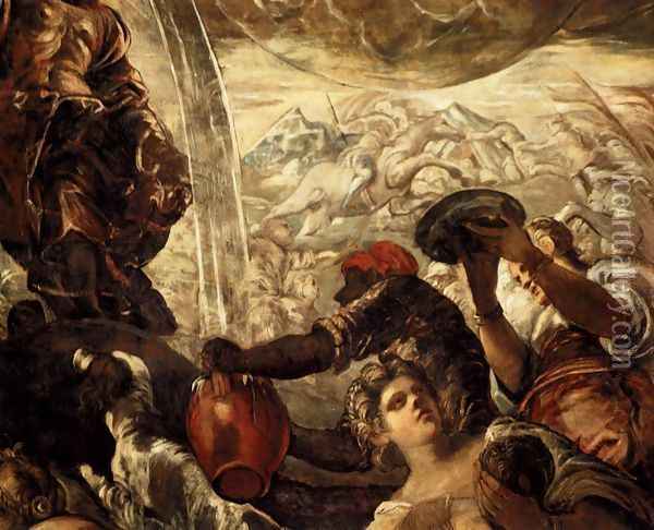 Moses Drawing Water from the Rock (detail 1) Oil Painting - Jacopo Tintoretto (Robusti)