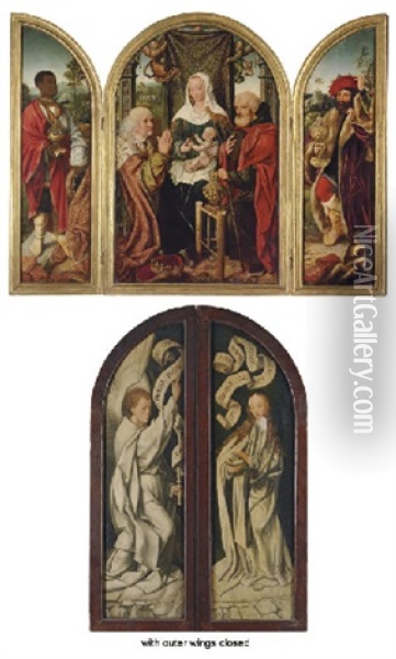 The Adoration Of The Magi, The Annunciation (triptych) Oil Painting -  Master of Frankfurt