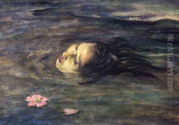 The Strange Thing Little Kiosai Saw in the River 1897 Oil Painting - John La Farge