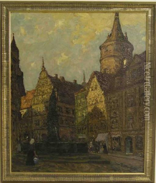 Kitzingen - Marktplatz In Derabendsonne Oil Painting - Fritz Geyer