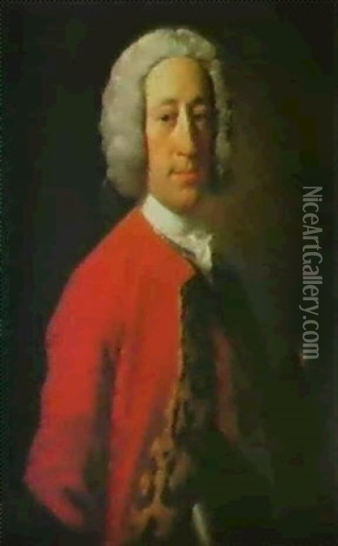 Portrait Of Brigadier General Sir John Mordaunt K.b.        (1697-1780) Oil Painting - Allan Ramsay