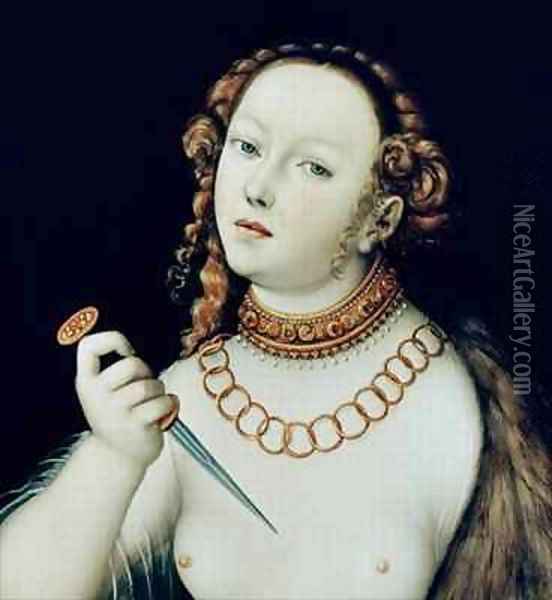 The Suicide of Lucretia Oil Painting - Lucas The Elder Cranach