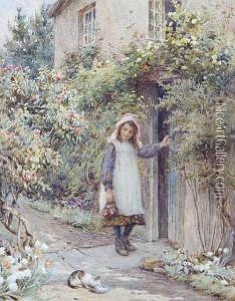The Cottage Door Oil Painting - Harold Swanwick