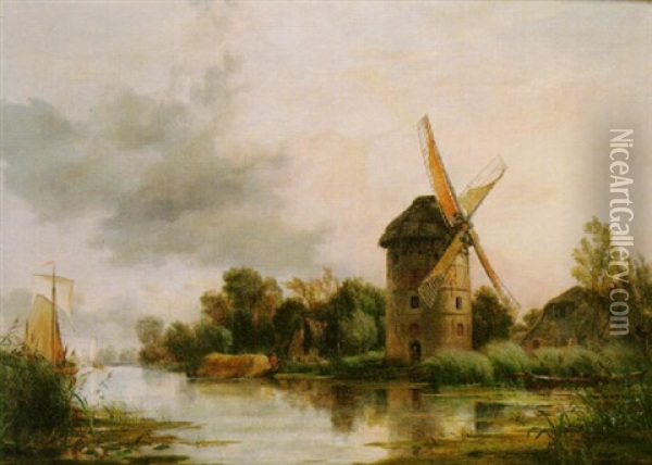 A Mill On The Rhine Oil Painting - Edward William Cooke