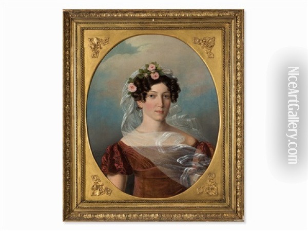 Portrait Of A Noblewoman Oil Painting - Friedrich Johann Gottlieb (Franz) Lieder