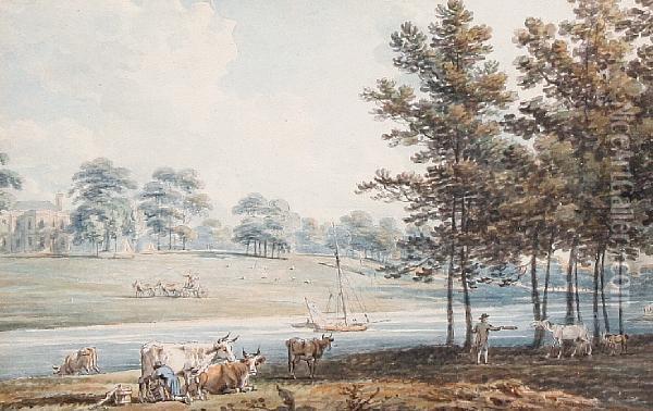 The Grounds Of Oatlands, Seat Of The Duke Ofyork Oil Painting - Edward Dayes