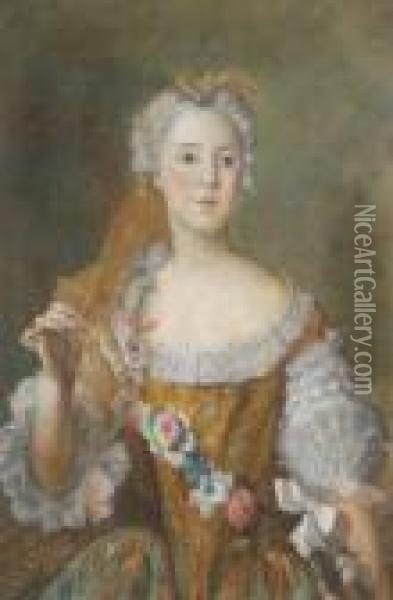 Portrait Of A Lady Oil Painting - Francois-Hubert Drouais