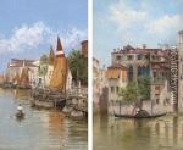 Rowing Past The Lobster Pots, Venice Oil Painting - Antonietta Brandeis
