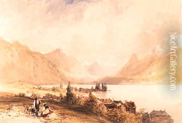 Gravedona on the lake of Como, Italy Oil Painting - William Callow