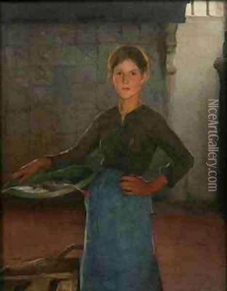 A Zandvoort Fishergirl Oil Painting - Elizabeth Stanhope Forbes