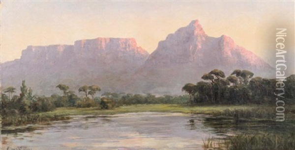 View Of Table Mountain And Devils Peak Oil Painting - Edward Clark Churchill Mace