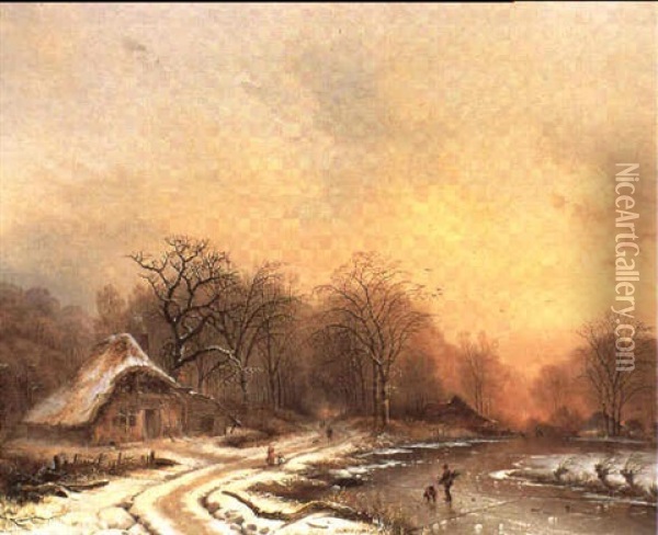 Plaisir D'hiver Oil Painting - Charles van den Eycken